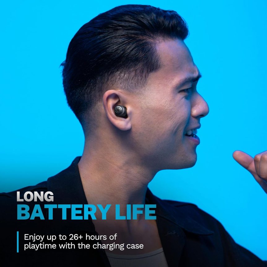 JLab Go Pop+ True Wireless Bluetooth Earbuds & Charging Case - Black, App Support, Dual Connect, IPX4 Sweat Resistance, Bluetooth 5 Connection, 3 EQ Sound Settings Signature, Balanced, Bass Boost - Image 4